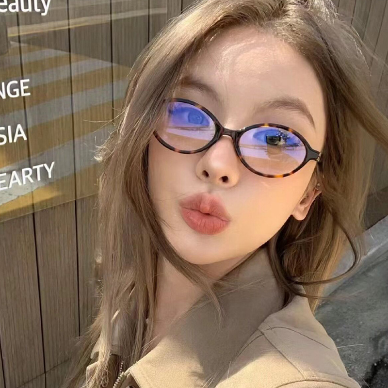 Blue Light Glasses - نظارات شمسية بيضاوية عتيقة الطراز للنساء،